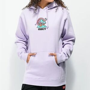 Obey Mushroom Lavender Fleece Hoodie M